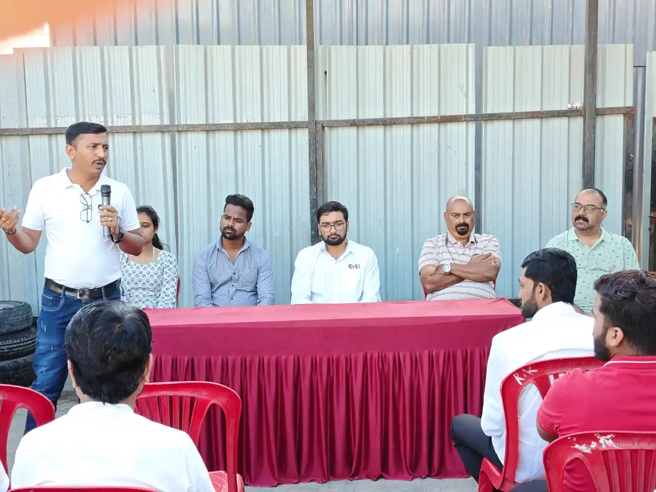 GrEL team and trainers at the panel table during the induction training